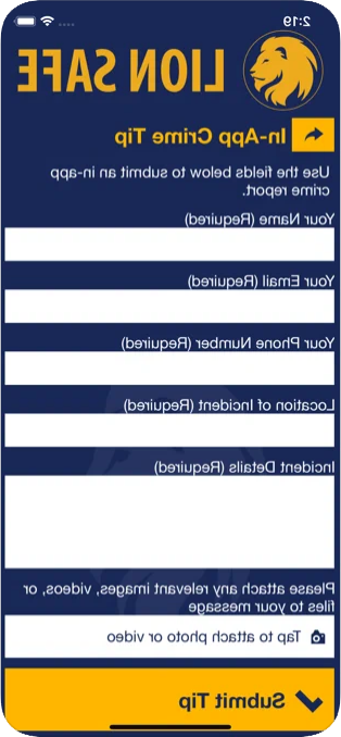 Screenshot of the crime tip page in the 狮子安全 app.  